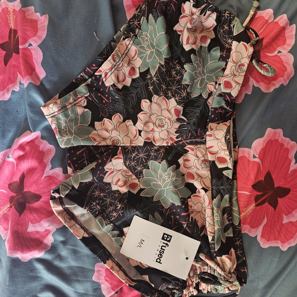 Fused Floral Bikini Set - Black and Pink